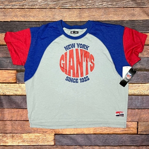 New Era Women's New York Giants Color Block NFL Football New Grey T-Shirt - Picture 1 of 8